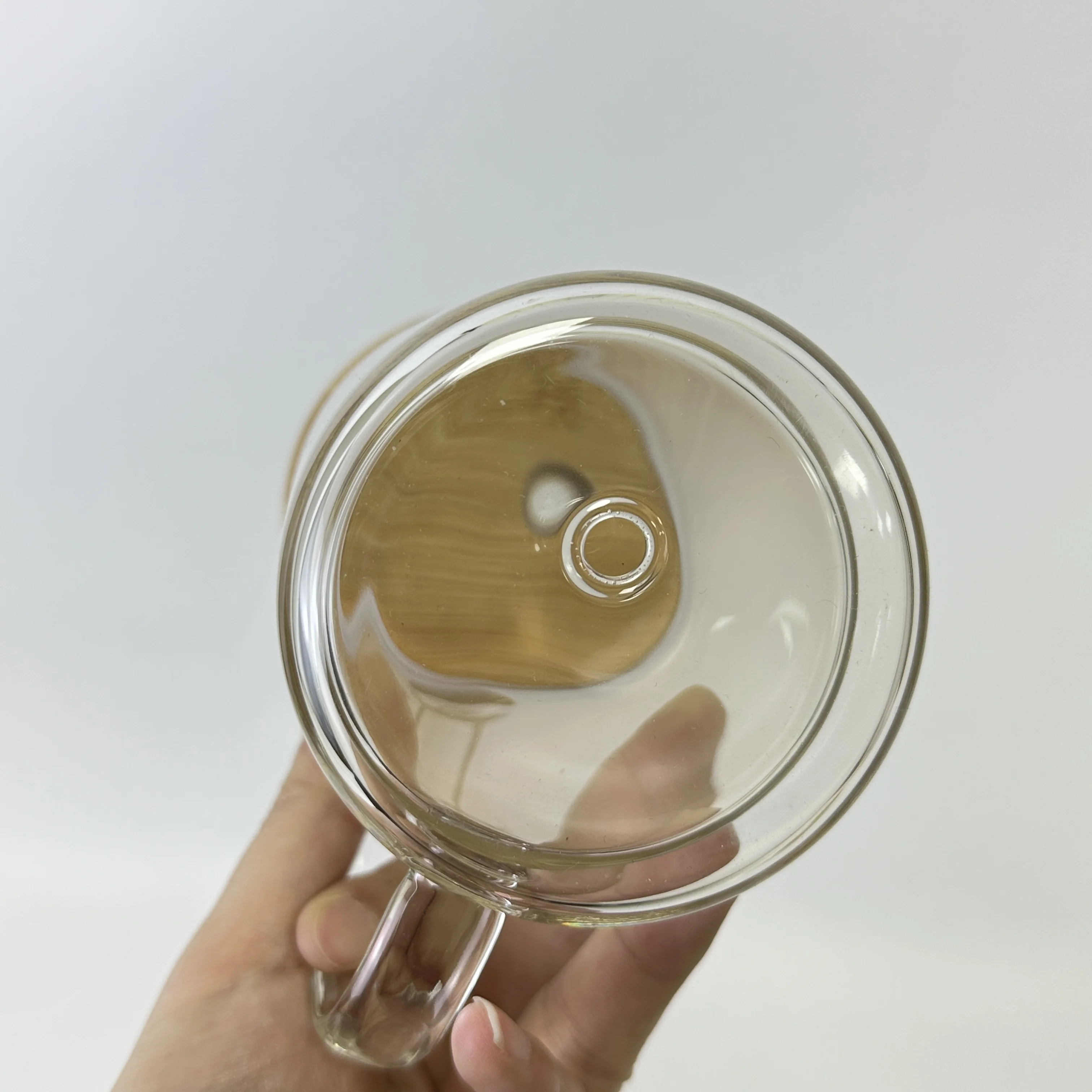 US warehouse 15oz Snow globe with handle clear frosted beer Can mug  Double Walled Pre-Drilled Glass can mug with Bamboo Lid