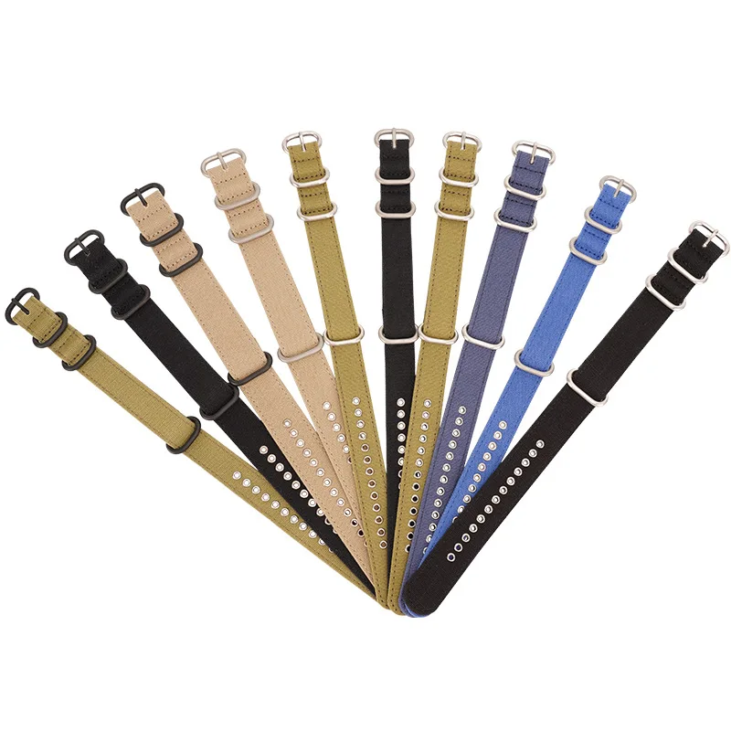 Replacement 22mm canvas watch strap with metal hole for sport watch