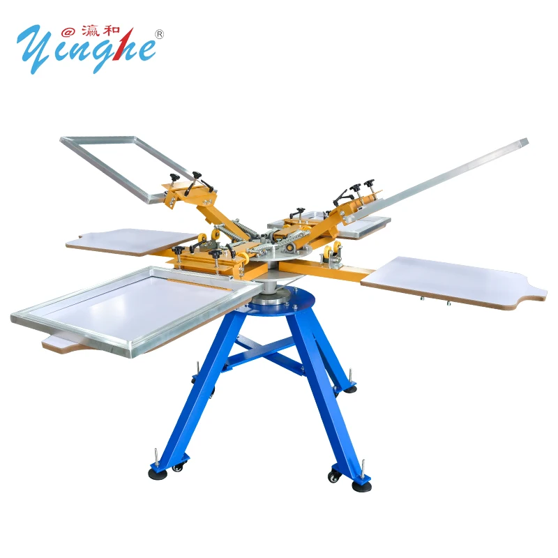 Yinghe 4 Color 4 Station Manual Screen Printing Machine for Textile T-shirt Manual Screen Printer Machine with 4 pieces Frames