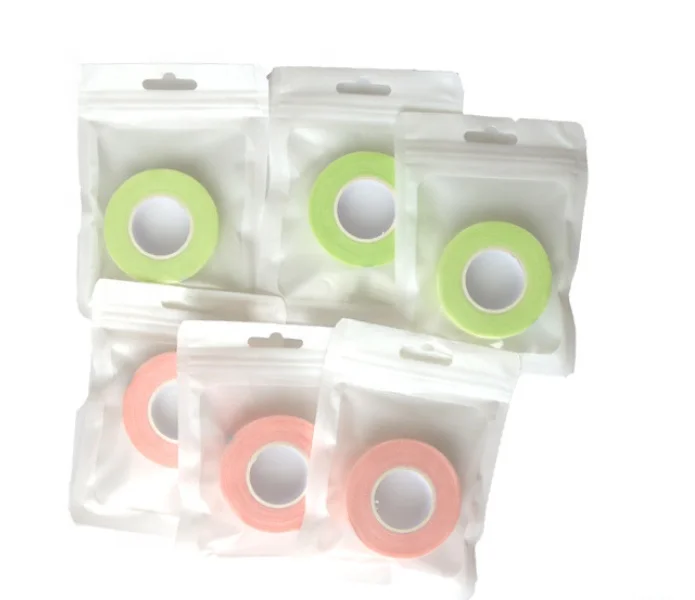 Private label Pink Green  Individual Bag Lash Tape Microporius Fabric Medical Eyelash Extension Tape