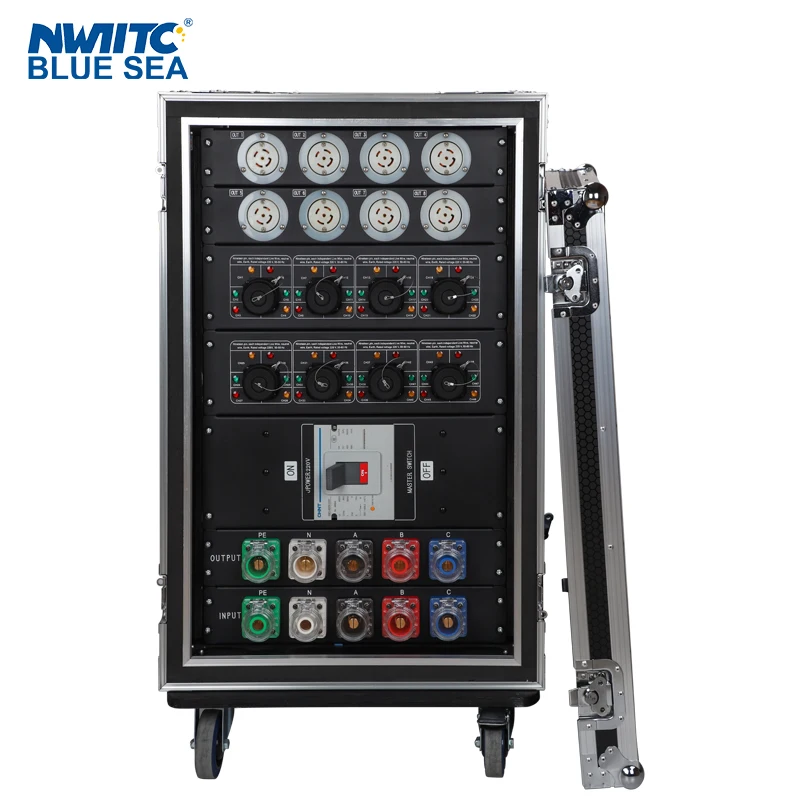 8chs L21-30 220V +8chs 19pin Socapex 110V Output Camlock Plug in and Out Power Distribution
