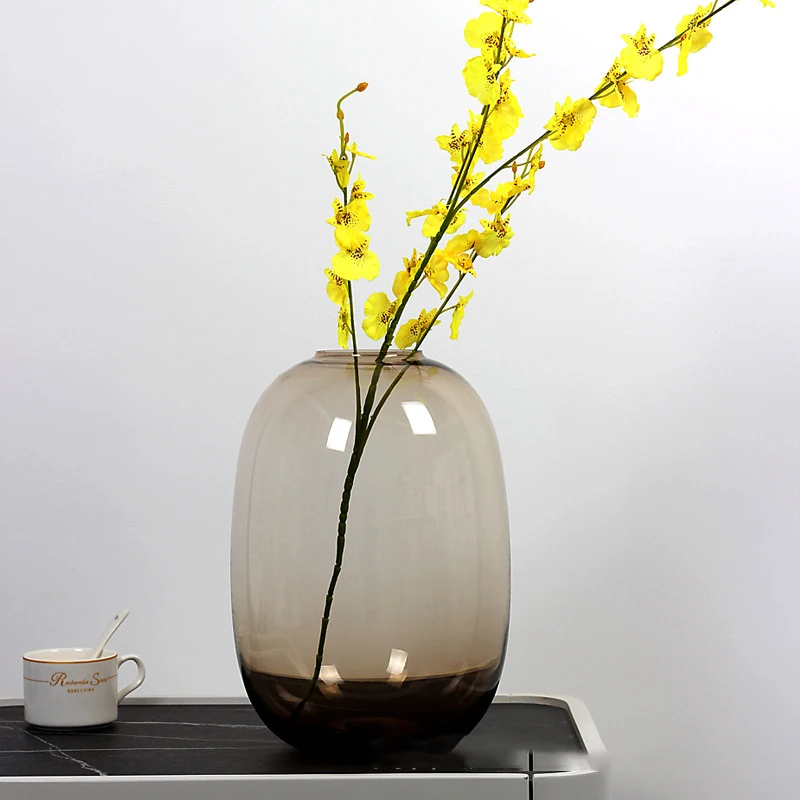 Wholesale Transparent Glass Large Floor Vase Hydroponics Vase Big Colored Vase Modern