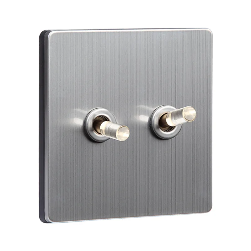 Metal brushed panel + Brass Crystal Toggle Switch Wall Light Hotel Socket wall switches and sockets electrical