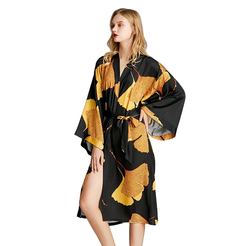 
OEM High Grade women Terry Cloth Kimono Collar Robe Cotton Home Lounge Hotel Bathrobe 