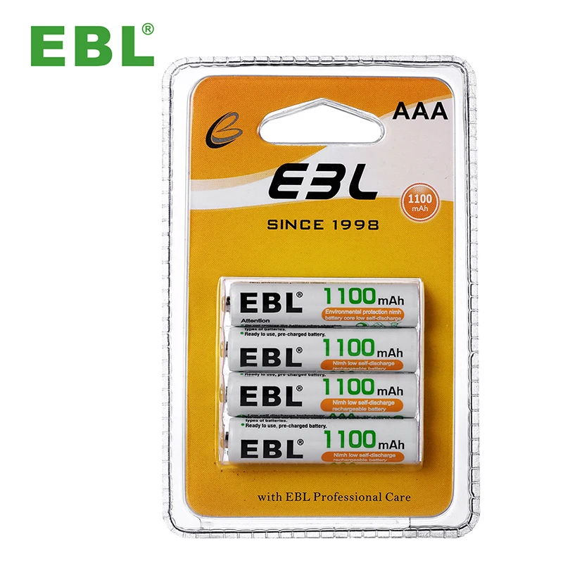 Перезаряжаемые аккумуляторы EBL AAA 1100 мАч, тройная NiMH батарея