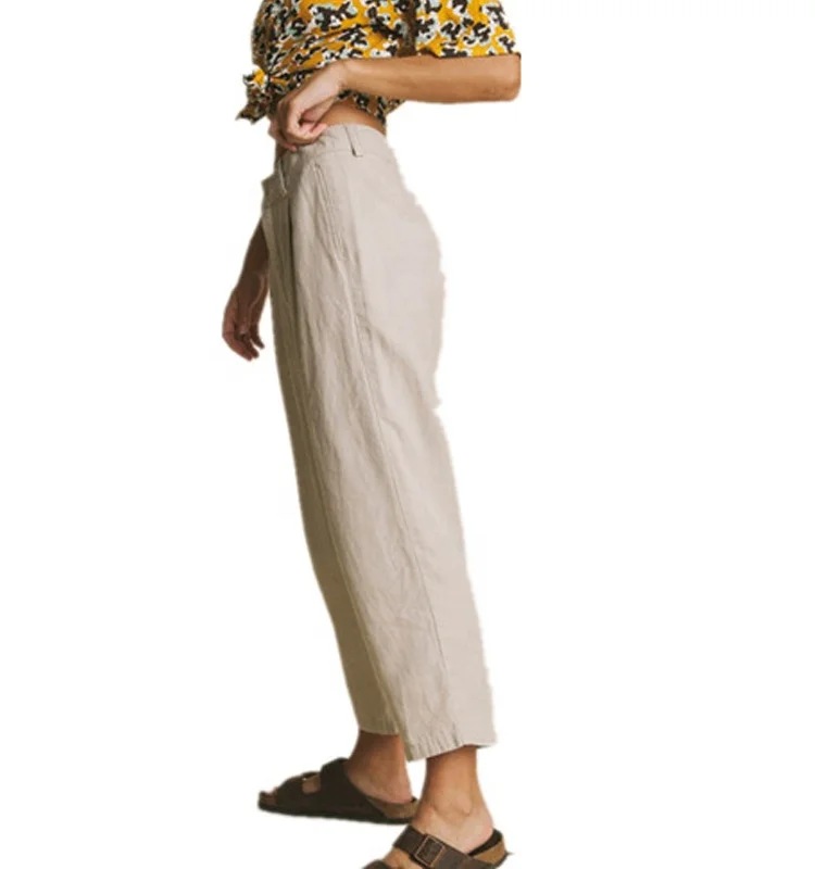 Sustainable Loose Casual Womens Pants hemp Pants Straight Tube Nine Minutes Cigarette Tube Radish Harem Pants