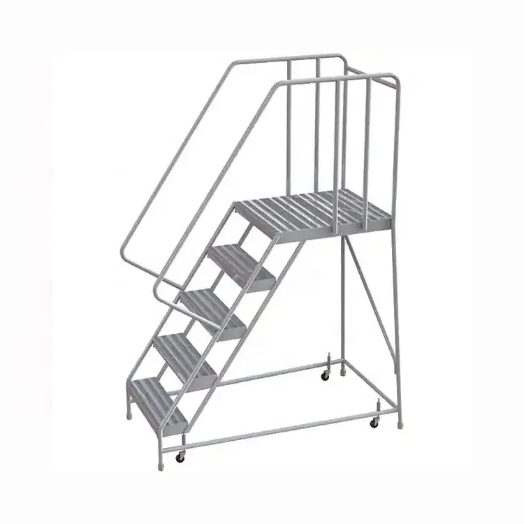 
Strong Metal shelf ladder with wheel for warehouse, Office, Supermarket 