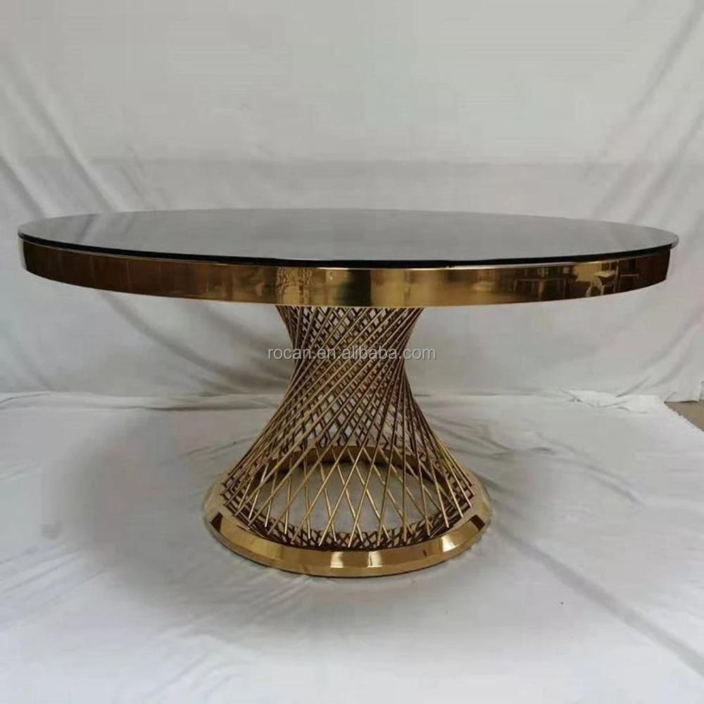 Black Glass Round Gold Cake Table With Wheel Luxurious Spoke Cake Table With Wheel Wedding Decoration