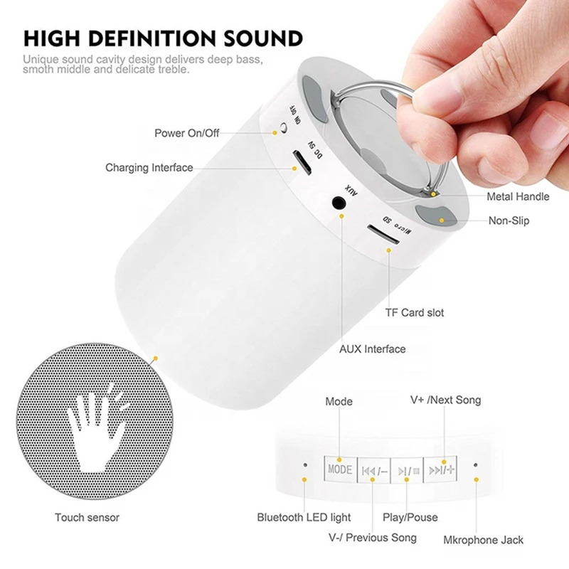CL671 Touch Light Portable Smart Colorful Night Light With Speakers Led Mini Wireless Speaker