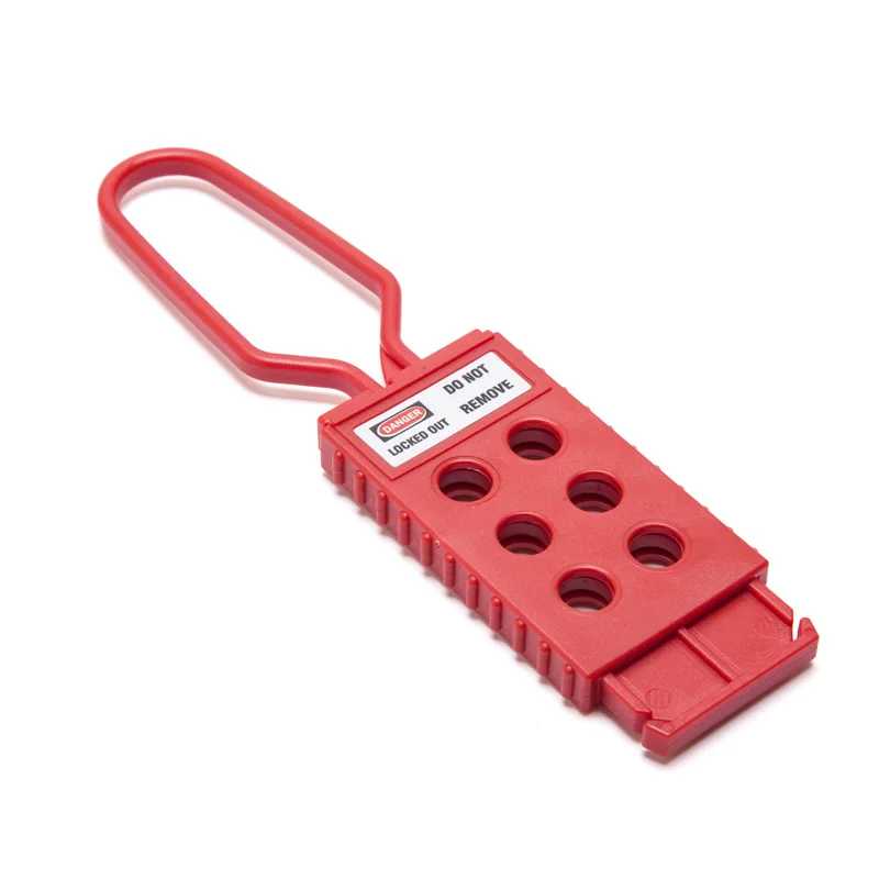 Industrial  Dia.6mm Nylon Plastic Snap Red Lockout Hasp 6 Holes Padlocks Isolation Multi Hasp