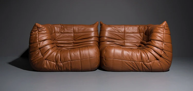2 pieces corner seat with 1 piece three seat vintage leather sofa