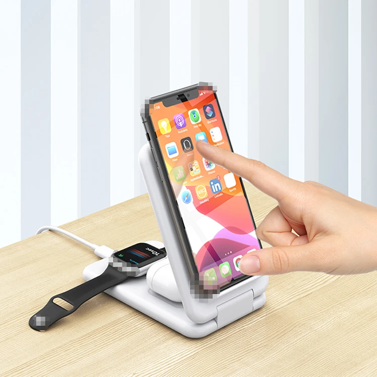 Portable Fast Charge 3In1 Wireless Charger Smart Watch Earphone Headset Charging Stand