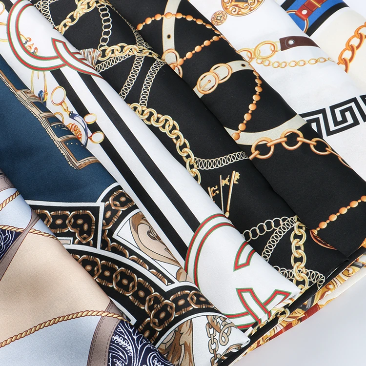 Stock customized various design polyester digital print satin chiffon fabric for pajama