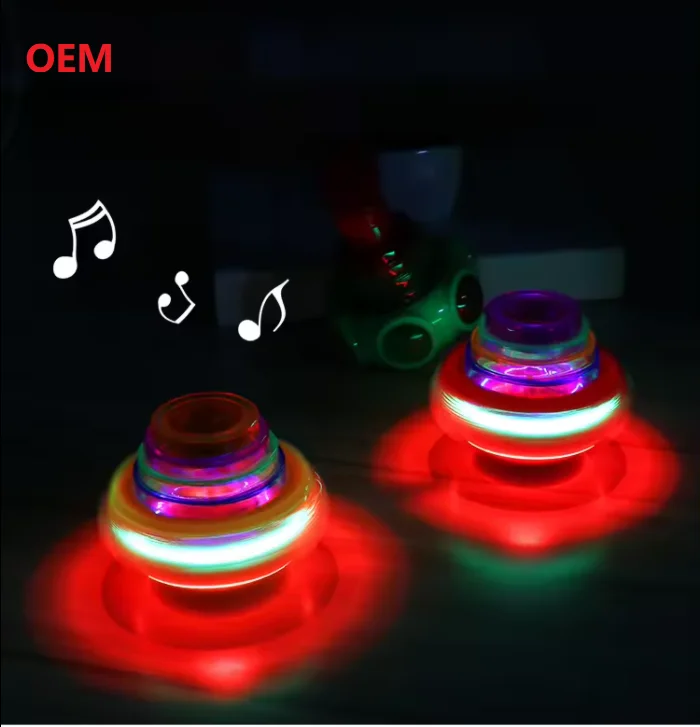 Custom Mini Light Up Spinning Top Luminous Toy Light Music Spinning Top Toy Boy Girl