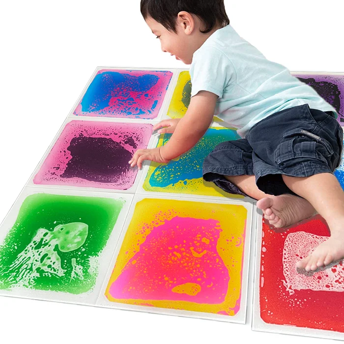 Sensory toys Imagination Development Liquid PVC Floor Tile Mat Educational Toys Kids Children Sensory Floor Tile