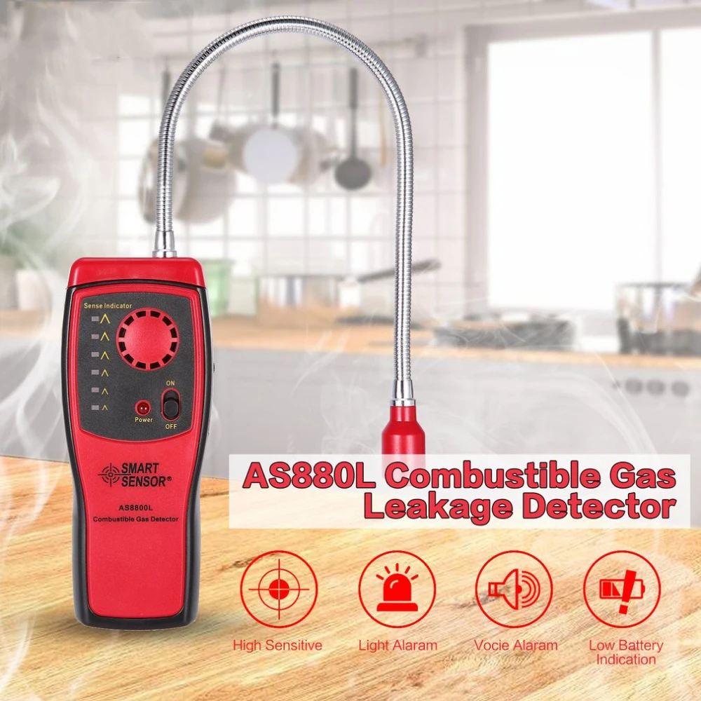AS8800L Gas Analyzer Combustible gas detector port flammable natural gas Leak Location Determine meter Tester Sound Light Alarm