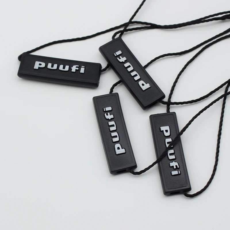 High Quality Custom Clear Embossed Name Logo Labels Plastic Swing Hang Tag Seal String for Luggage and Garment Labels for Shoes