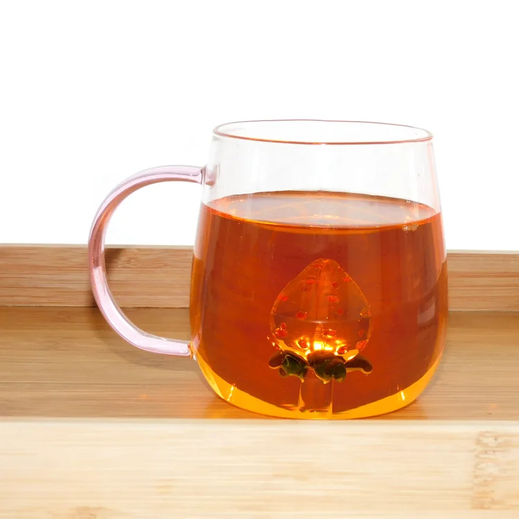 borosilicate heat-resistant glass cup with three-dimensional animal