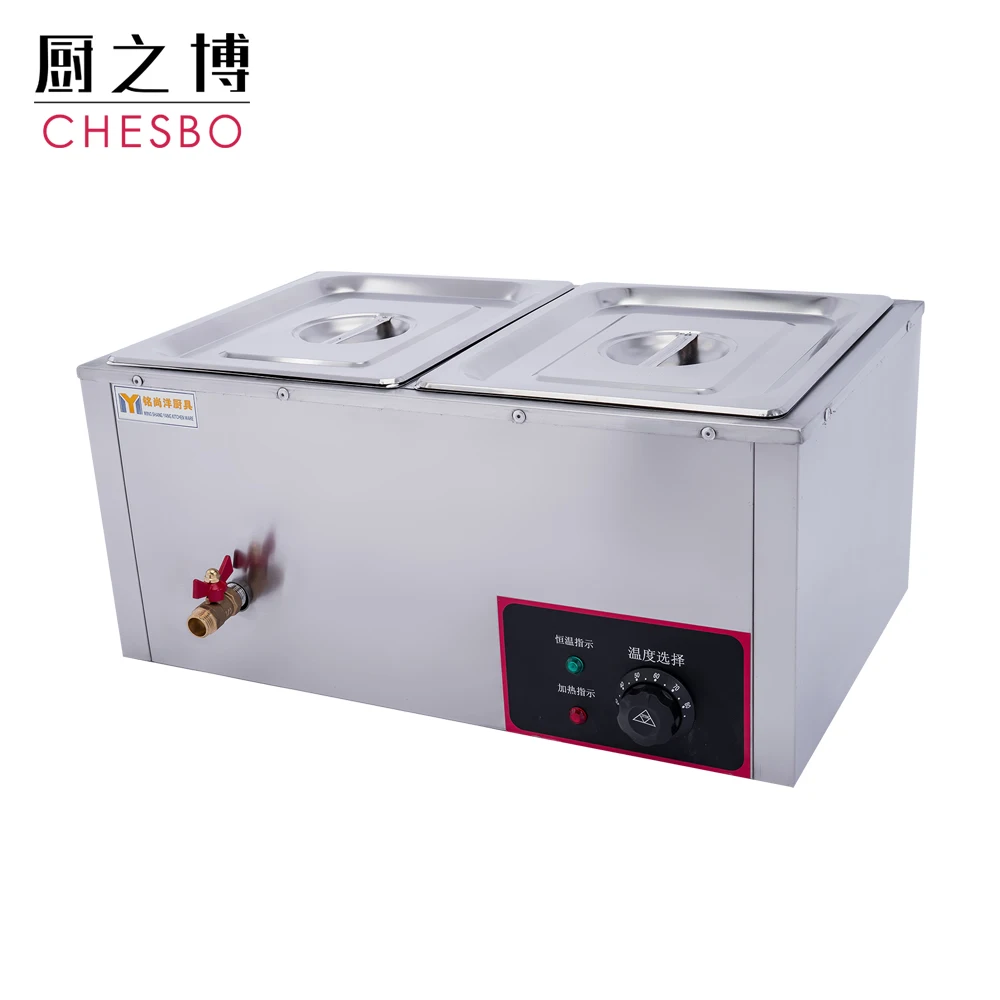 Commercial table-top bain marie food warmer electrical buffet heater cooking equipment with 2 tray