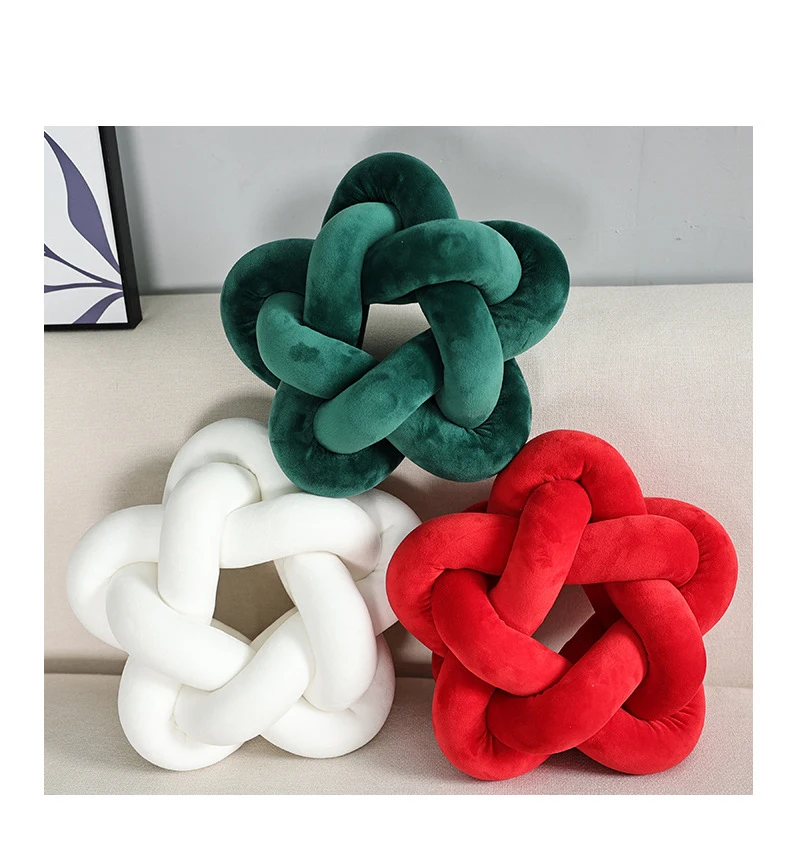 High Quality Decorative Flower Floor Shaped Round Throw Boucle Large Braid Knot Ball Pillow