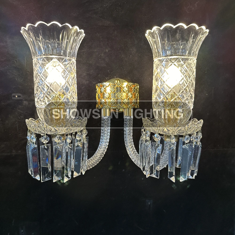 European style luxury crystal wall lamp home living room bedroom bedside lamp hotel wedding event wall lamp