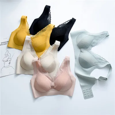Western 2021 New No Steel Ring Bra Thin Breathable Gathered Sports Bra  Latex Seamless Sleep Women Underwear