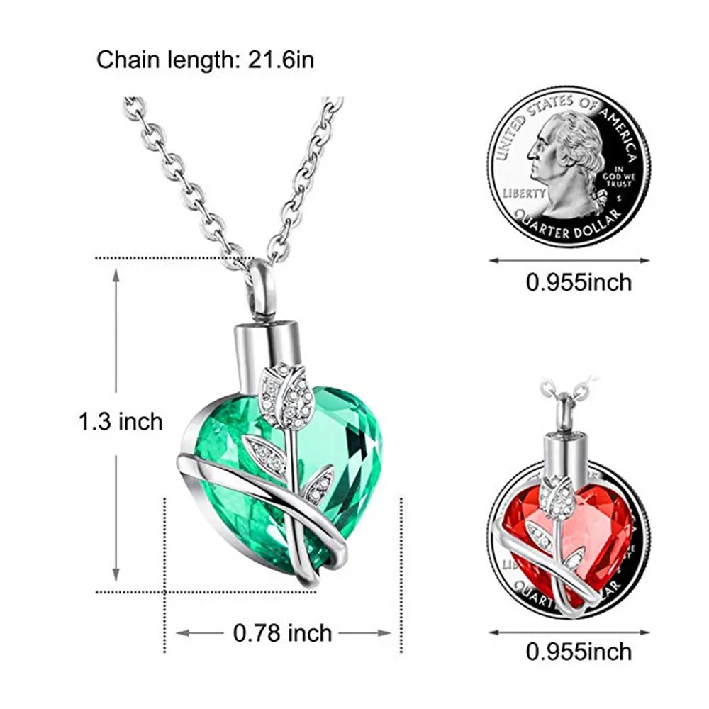 Urn Necklaces for Ashes Always in My Heart Heart Cremation Jewelry Memorial Pendant Birthstone Necklace