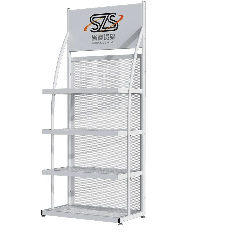 floor metal essential oil display rack for auto parts shop with shelves