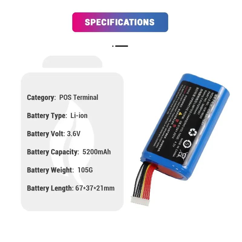 NEW 0 Cycle OEM POS Battery for Sunmi V1 V1S SM-INR18650M26-1S2P Replacement Battery