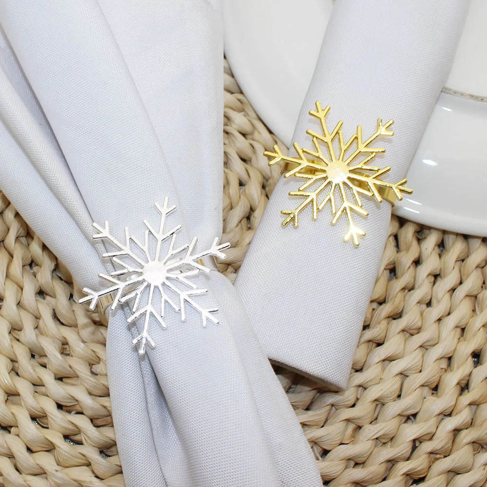 Christmas Decor snowflake napkin ring factory wholesale metal napkin buckle table decoration metal napkin ring