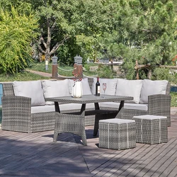 customize curved 7 piece l u shaped balcony cheap corner rattan wicker patio outdoor modular sectional couch sofa furniture sale