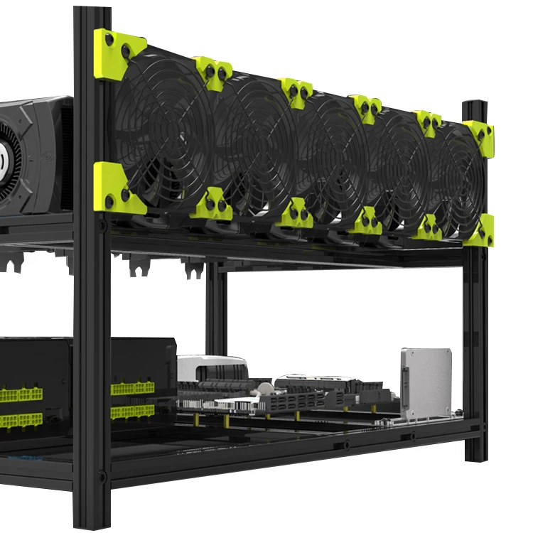  Стойка для добывающей установки 6 GPU алюминиевый Штабелируемый корпус майнинга открытая рамка биткоинов Ethereum