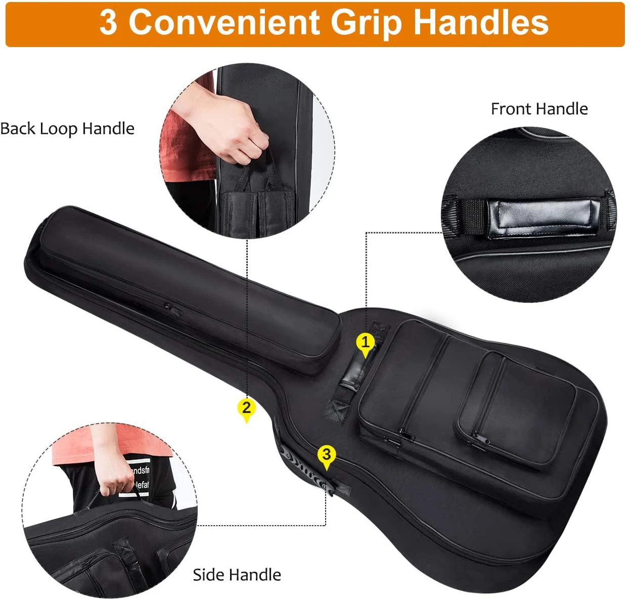 FREE SAMPLE 40 41 42 Inch Multi-pockets Waterproof Acoustic Guitar Case Gig Bag