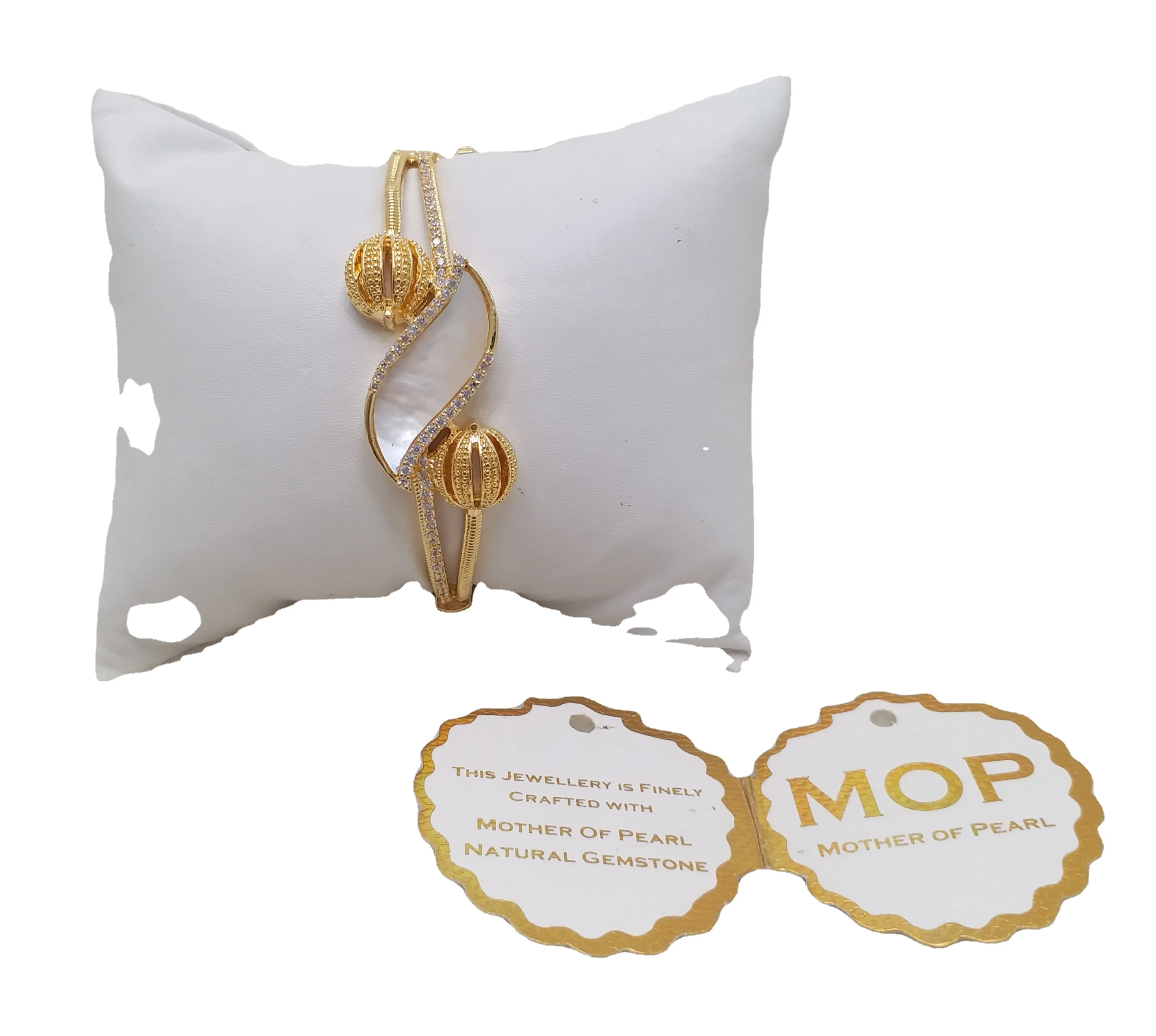 Cubic Zirconia American Diamond Popular Ladies Bracelet Zirconia Big Pearl Diamond Brass Bracelet for Women