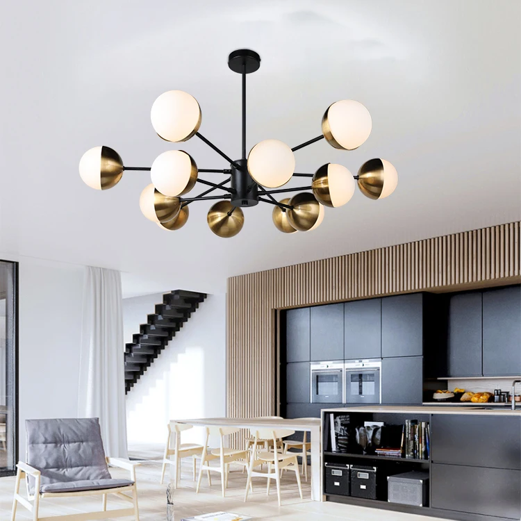 New Products Iron Bronze Ball Decorative Hanging Led Chandelier Pendant Light