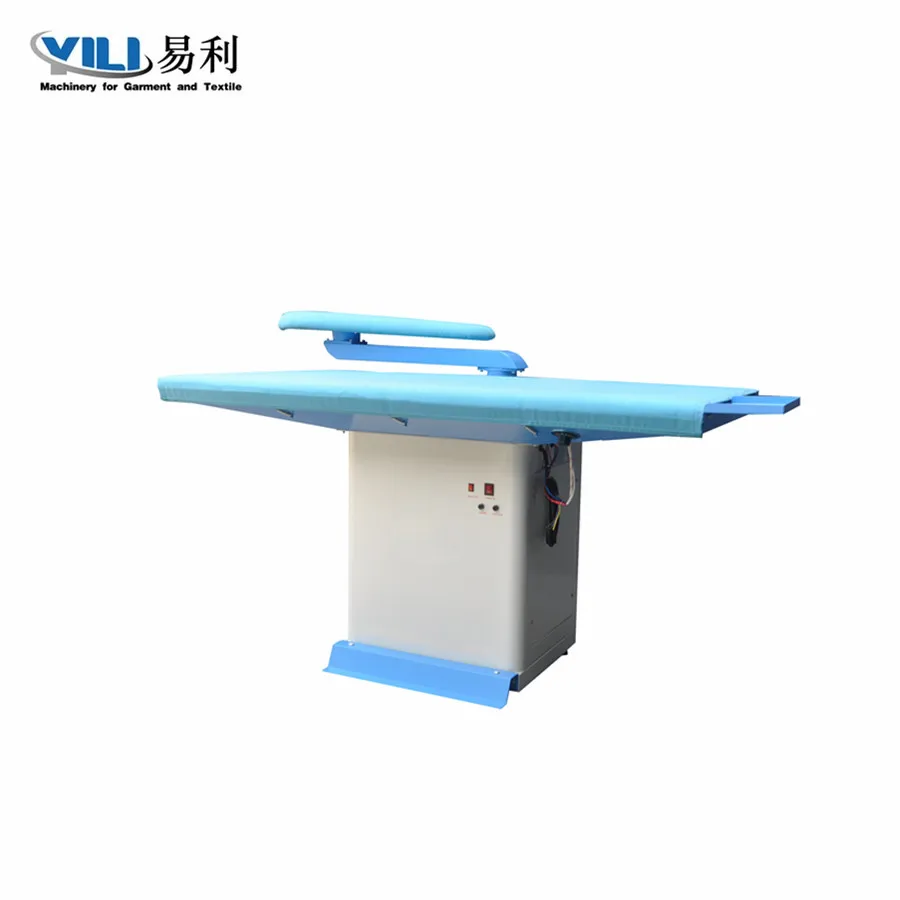 Industrial vacuum ironing table with swing arm