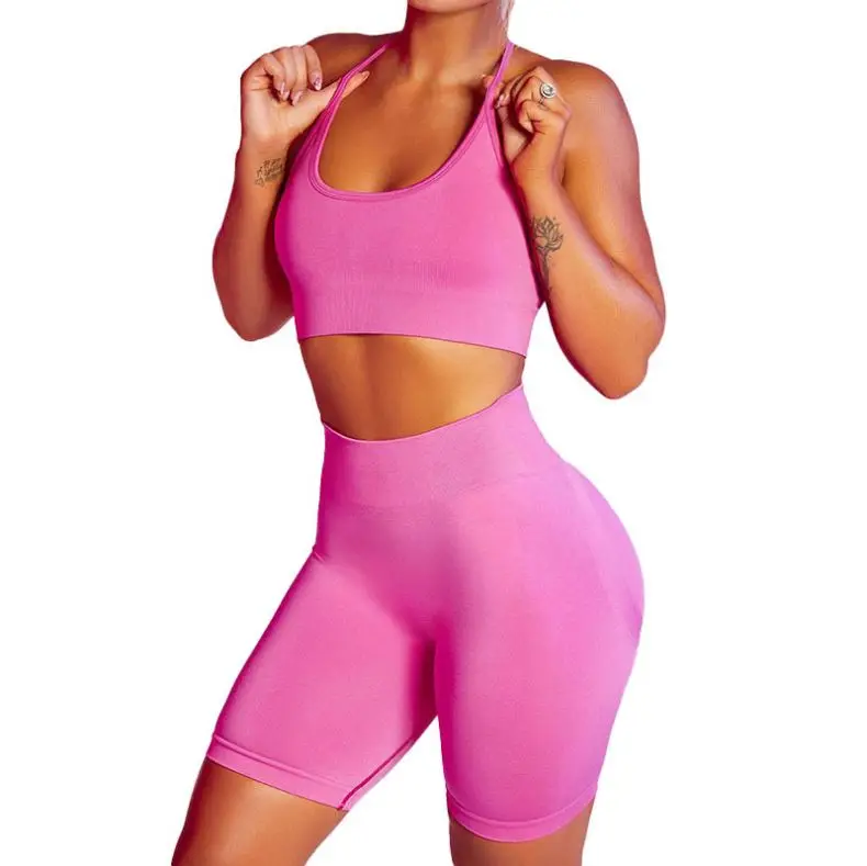 2 Piece Set Yoga Sports Short Wear Women Activewear Sexy Sport Fitness Clothing Set