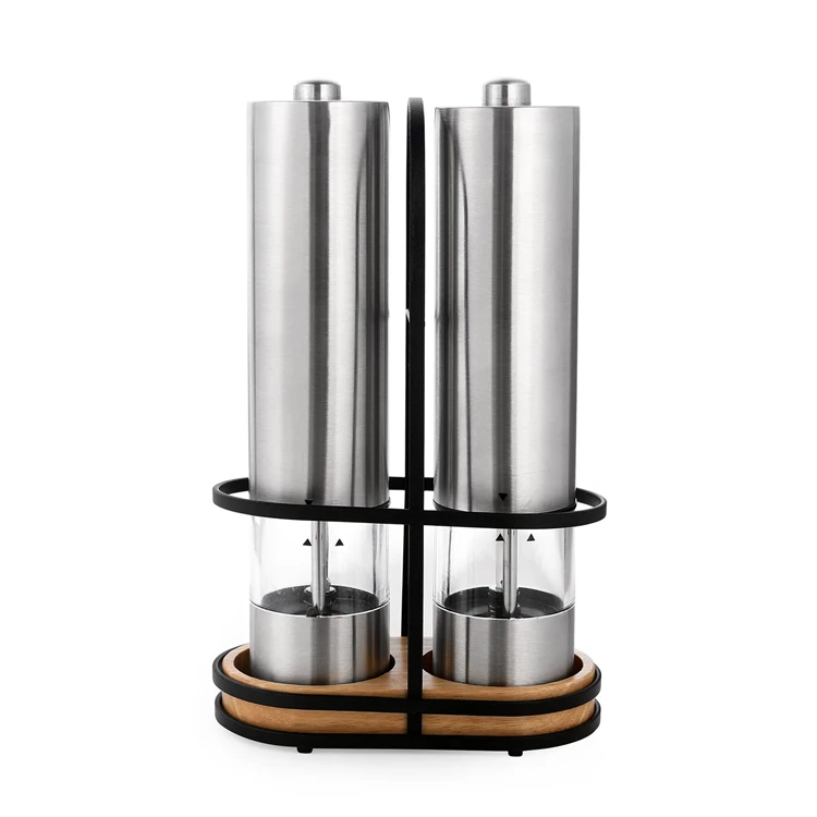 Custom Colorful Adjustable Ceramic Core Stainless Steel Electric Spice Salt And Pepper Grinders by Battery operated