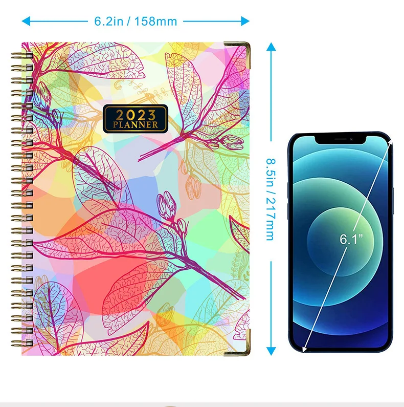 Hot Selling New 2023 English Notebook Notepad A5 Coil Planning Work Movement Clock In Schedule Book With Ladder Index