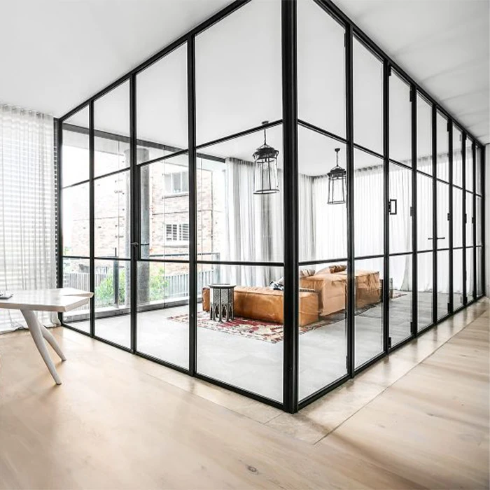 Черная алюминиевая стальная рама 12 мм закаленное стекло офисные перегородки настенные