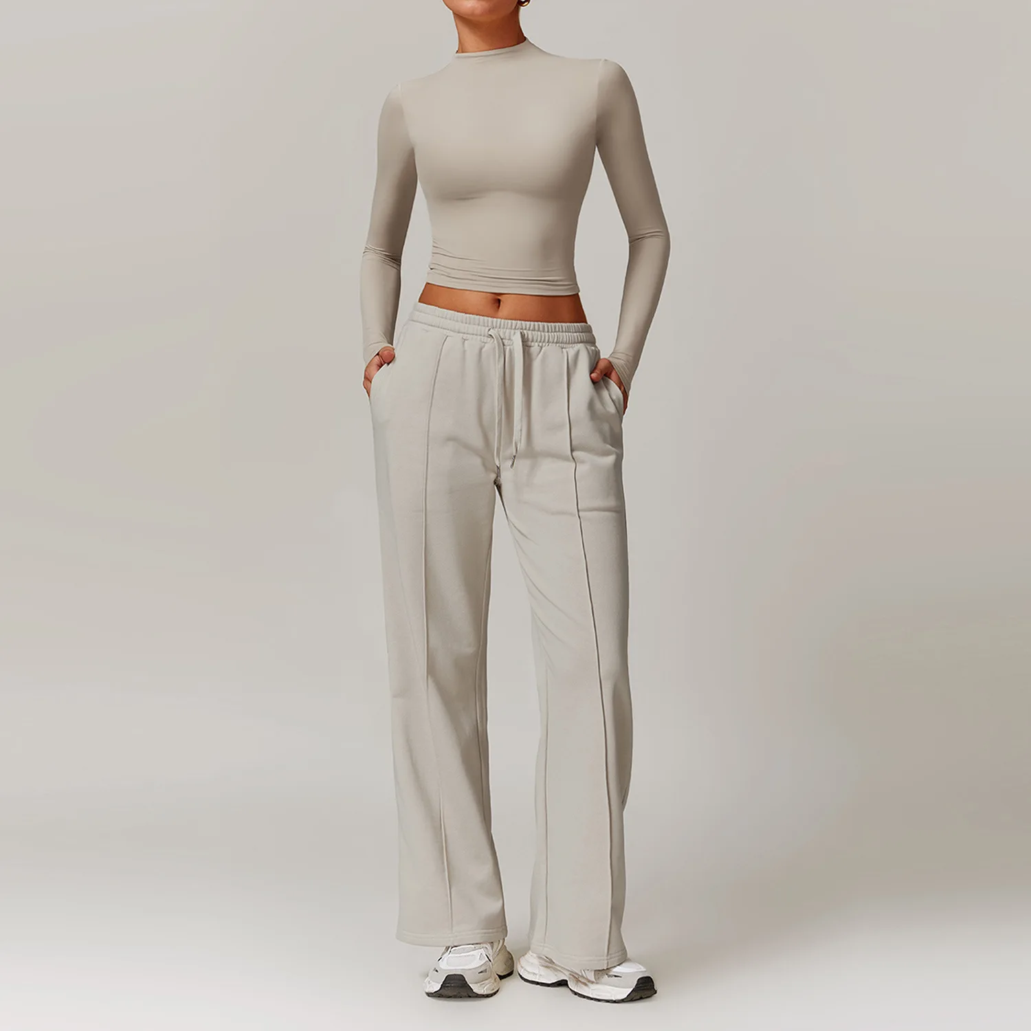Autumn Winter Fitness Yoga Shirts Casual Gym Long Sleeve Loose Sports Sweatshirts  high waist slimming  sports suit for Women