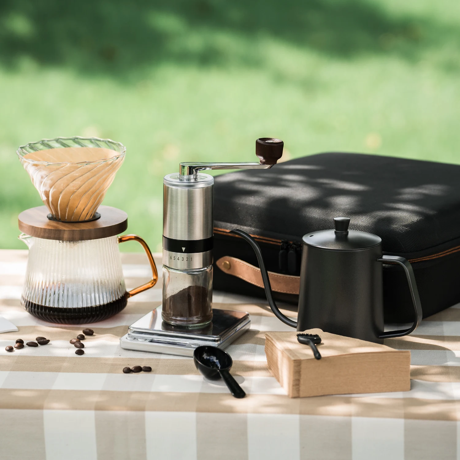 Coffee Gift Set Barista Tools  Arabic Pour Over 8pcs Coffee Set camping outdoor Handbag Grinder Manual Coffee Gift Set