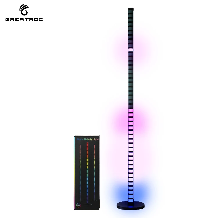 Greatroc New Arrived Smart 1.2m RGB Audio Recognition Rhythm Lights Living Room Ambient Floor Lamp APP/Remote/BT Control