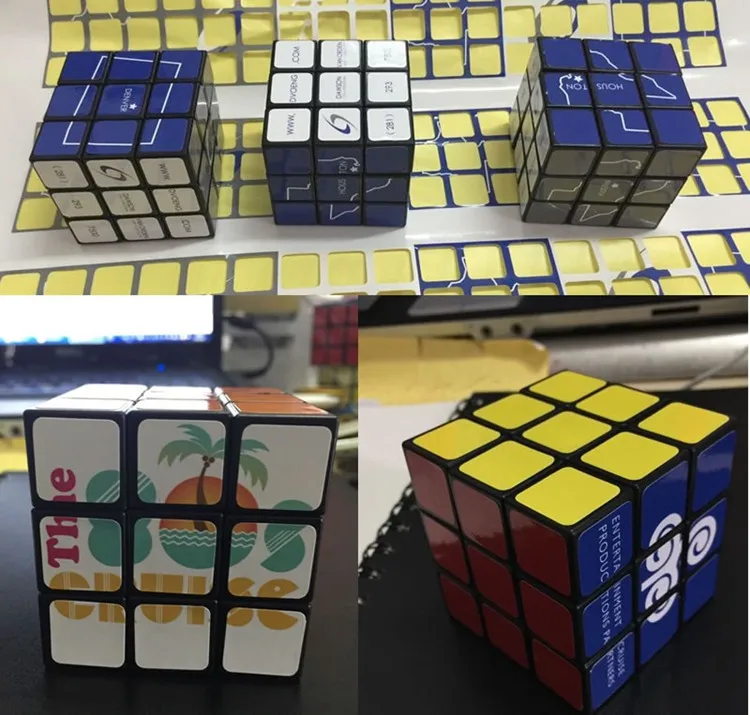 Promotion custom logo printing Mini 3*3*3cm plastic Magic cube keychain