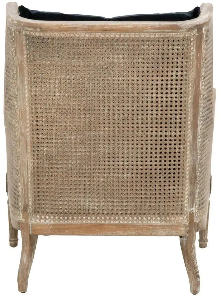 Бархатный стул MRS WOODS для французского загородного клуба, льняная ткань, античный дизайн, на руку, ротанговый акцент, для одноместного дивана, для гостиной