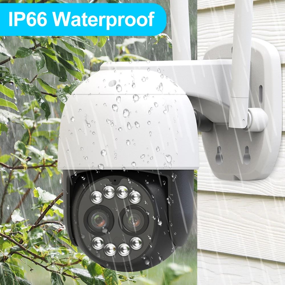 PTZ Wi-fi Camera Security IP camera de surveillance 2MP 4MP 8X Zoom Dual Lens Speed Dome Icsee CCTV Wireless Camera Wifi Outdoor