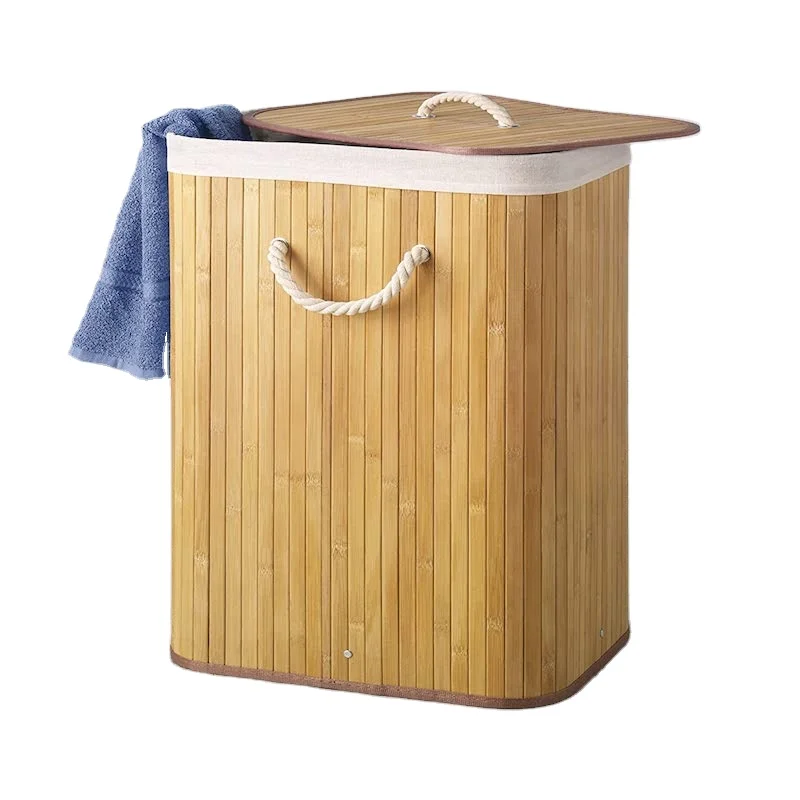 Eco-friendly Wooden Laundry Hamper with Lid Bamboo Laundry Basket with Removable Liner Bag