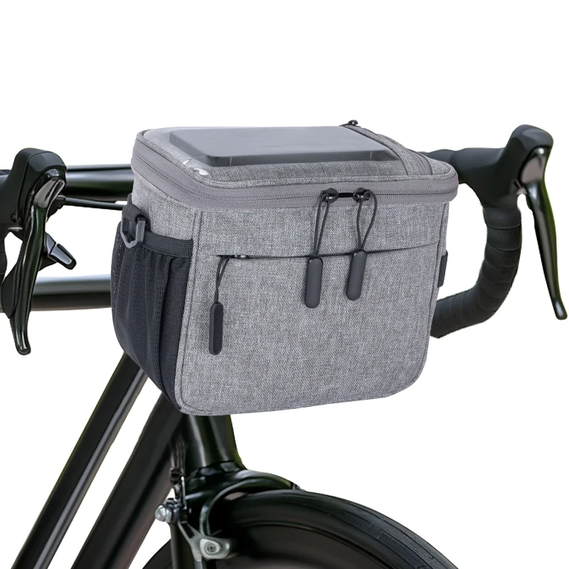 BSCI custom outdoor hiking bicycle frame bag phone bags pouch with TPU touch screen bike handlebar insulated cooler bag