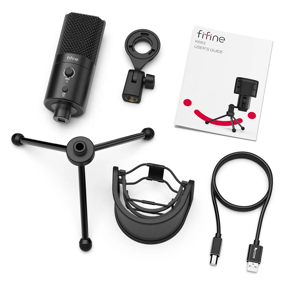 Fifine Music Microfono USB игровая потоковая Запись микрофон студийное оборудование конденсаторный для