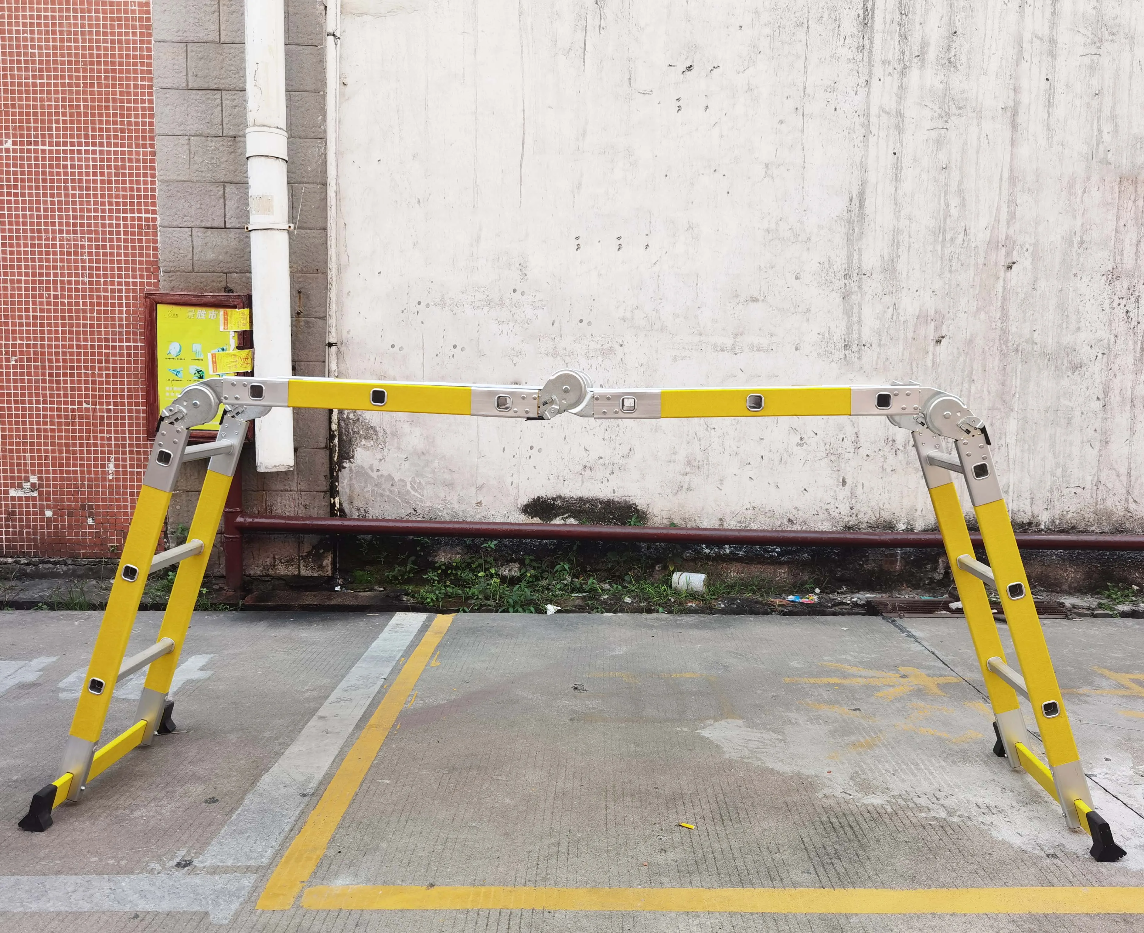 Industrial Multipurpose Fiberglass Strengthen Hinge Support Square Rungs Combination Ladder Escarela De Fibra de vidrio